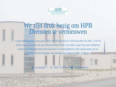 0594 50 55 7 bezig dienst druk hpb info@hpbleek.nl lorentzpark offlin sit vernieuw we