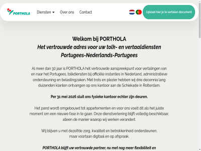 2026 30 31 aanspreekpunt administratiev adres afsprak allen appartement belast belastingzak bereik beschik betrok blijft blijv contact decennia deur dezelfd dienst dienstverlen digital document drie duizend echter fas flexibiliteit fysiek gan het hom instanties jar juist kantor klant kwaliteit lang manier mei moment nederland nieuw officiel omgebouwd ondersteun ontvang onz pand partner per plezier porthola portugees-nederlands-portuges portuges rotterdam schiekad sluit tolk tolkdienst trot upload verandert vertaaldienst vertal vertrouwd voelt volled voortan waarop welkom werk wij zorg