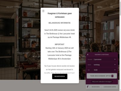 -2336544 020 allen barplek bedien beschik boek bord chef collega deeltijd dining dinsdag eig geopend homepag info@kaagmanenkortekaas.nl informatie k kaagman kantor kortekas last lef list medewerker menu minut natur partie privat reserver s solliciter tafel telefonisch via wild win zaterdag zoek