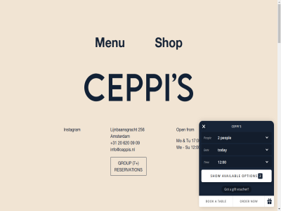 +31 00 01 09 12 17 20 256 620 7 a after amsterdam artwork be below ceppi chang comes discover down every find from group hom info@ceppis.nl instagram lijnbaansgracht menu merch mo new on open our reservation s season selection shirt shop spettacolar su tak the tu us we whol with your