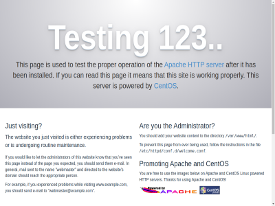 .. /etc/httpd/conf.d/welcome.conf /var/www/html /whois.html 123 add administrator after and apach appropriat are at being ben by can centos content directed directory domain e e-mail either ever exampl example.com expected experienc experienced fil find follow for from general has http if important installed instead instruction it just know let lik mail maintenanc mean nam not operation or owner pag person powered prevent problem project promot proper properly reach read routin s sen send sent server should sit test testing that the them this to undergo used ve visit visited webmaster webmaster@example.com websit whil whois working would www.example.com www.internic.net www.internic.net/whois.html you your