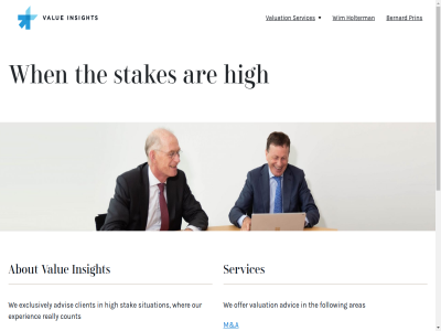 +31 0 1077 17 2018 202379500 653158110 653376220 a about advic advis all amsterdam and are areas bernard bernard.prins@valueinsights.nl client combin contact count decades disputes exclusively experienc field follow gorterstrat herman high holterman info insight international litigation m offer our prin professional provid really reserved restructur right services situation stak stakes the valuation value we when wher wim wim.holterman@valueinsights.nl