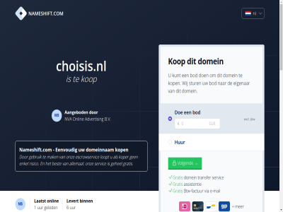 1 2004 2025 2288aa 6 88910652 aangebod aankoopprijs advertis allemal assistentie aud b.v best betaalt betal bezit binn bod breng btw btw-factur cad chf choisis.nl commissie currency czk dienst direct direct-kop dkk doe domainexpert domein domeineigendom domeinnam duurt e e-mail eenvoud eigenar enig enkel ervor escrowservic eur excl extra factur gat gbp gebruik gehel gekocht geld geled gemak gratis hkd hoelang huf hur jpy jullie kop koper kost krijgt kunt kvk laatst languag levert loopt mail mak menu mocht mogelijk nameshift.com nb nederland nl nl864820458b01 nok nva nzd onlin onverhoopt onz open overdracht overdrag overeengekom pln prijs reken rijswijk risico ron sek servic sgd sinc snel steenplaetsstrat stur terug transfer uiteraard usd uur veelgesteld veilig verhuiz verkoper via volgend voordat vrag werk wij zar zorg