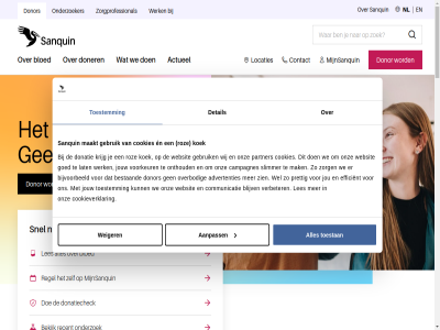 1 10 100.000 11 2 20 2026 3 6 aanpass actueel advertenties advies algemen ban beenmergziekt behandel bekijk best bestaand beter bijvoorbeeld blijv bloed bloedcel bloedproduct bloedvoorzien bloedziektes bottom breng campagnes combiner communicatie contact cookies cookieverklar coordinated dak dankzij deskund detail diagnos diagnostiek diagnostisch dienst diepgaand disclosur doe doel doelgroepnavigatie doet donatie donatiecheck doner donker donor donorschap echt een effectiev efficient eiwit elk elkar en expertis facebok februari fleur footer gan gebruik gef gezonder gift goed grot help herstel hoofdnavigatie hoogwaard hop impact informatie inhoud innovatief instagram jar jou jouw kan kennis kies koek kom krijg kun lag lat les lev leven levensbelang levensred lever licht lief linkedin locaties maakt mak medisch mee meld mens met mijnsanquin mogelijk moment morg navigatie navigation nieuw nieuwsbrief nl ondersteun onderwijs onderzoek onderzoeker ontdek onthoud ontwikkel onz oploss organisatie overbod overslan partner patient patientverhal per plasma plasmadonatie plasmadonor prettig privacy product professional recent red regel roz ruim sam sanquin secundair servic slimmer snel snell social speciaal stat steun susan therapie toe toegewijd toekomst toestan toestemm top vacatures vandag veelgesteld veilig verander verbeter verhal verschil vertelt vol voorkeur voorwaard vrag vulnerability waarop war we websit weiger wel wereld werk werv wetenschapp wij word youtub zien zit zodat zoek zoiet zorg zorgprofessional
