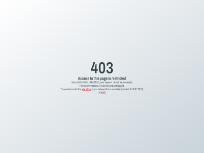 1 2144 2a02 403 5019309 6230 a acces and be believ blocked c206 cannot check for forbid id if incident it logged mistak nhws ninjafirewall pag pleas processed reason request restricted security sorry the this to with you your