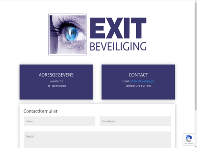 07 075 13 1531 16 642 adresgegeven beveil contact contactformulier copyright e e-mail exit hom info@exitbeveiliging.nl kalander mail nd telefon verzend wormer