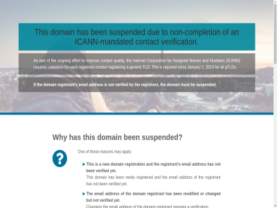 /resources/pages/non-response-2014-01-29-en 1 15 2014 30 a about access account accuracy addres addresses affected after afterward again all also an and any apply are as asked assigned at back be being ben bit but by caching can certain changed changing click cod comes complained complaint completed completion condition contact contactability contained corporation correspond data day deactivation desired direct dns do does domain due each effort email emailverification.info ensur enter entered even expect find for frequently futur generic gtlds has hav how however i icann icann-mandated if improv incom information internet into it january kep later legal link log long longer m mail mailbox mak making mandated mandates may might mind minutes modified modify must my names new newly non non-completion not notic number on one ongoing onlin or owner pag part pleas policies policy populat prevent proces provid provided provider publication quality question re re-verification re-verify reactivat reason reasonabl receiv recently regard register registered registrant registrar registration regularly relevant remov removed request required requirement requires resend respectiv reviewed s sent server servic sinc someon successfully sur suspend suspended suspension tak that the thes this through tim tld to transfer transferred trigger try under unsur until unverified updat used validation verification verified verify view visitor websit what when which whois why will with within work www.icann.org www.icann.org/resources/pages/non-response-2014-01-29-en yet you your