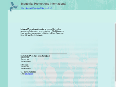 +31 0 15 21 225 27 547 66 7470 7471 ae and b.v box branch brasil bv china contact e e-mail exhibition gor has i.p.i industrial info@ipi-bv.nl international it launched leading mail main netherland nich offices one organised organiser p.o promotion singapor spoorstrat tel the uk