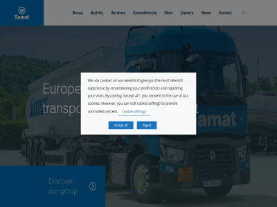a accept activity all an and by can carer carrier clicking commitment consent contact controlled cookie cookies discover european experienc expert giv group however logistic mor most new on our preferences product provid reject relevant remember repeat samat se sensitiv services setting sites than the to transport use visit we websit you your