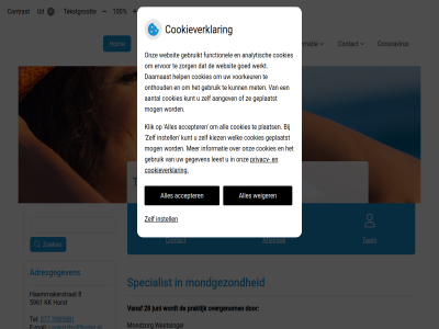 10 100 5961 8 aangeslot accepter adresgegeven afsprak betal bevorder contact contrast cookie cookieverklar coronavirus gezondheidsinformatie haammakerstrat hom hoofdmenu horst instell kk knmt konink maatschappij menu mondgezond nederland o praktijk privacy specialist spiertz submenu tandart tandheelkund tariev team tekst tekstgrot vergrot verklar verklein weiger zoek