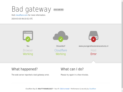 -03 06 10 2024 502 52 85e777450 a again bad browser by can click cloudflar cloudflare.com cod d621627 do dusseldorf error few for gateway happened host i id information ip minutes mor performanc pleas ray reported reveal security server the to try utc visit web what working www.youngprofessionalvacatures.nl you your
