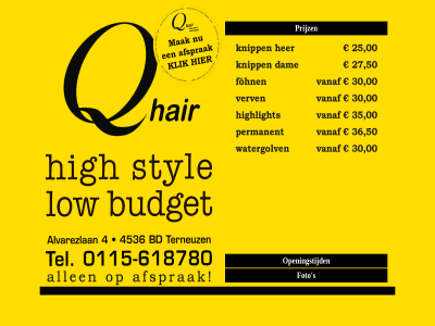 budget foto hair high low openingstijd prijz q q-hair s styl