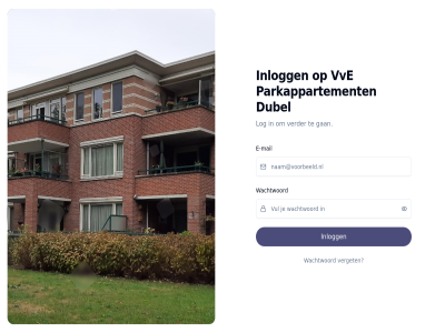 dubel e e-mail gan inlogg log mail parkappartement verder verget vve vve.nl wachtwoord