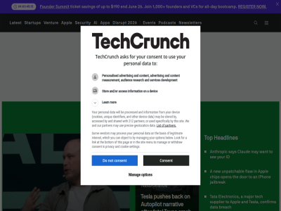 000 1 190 2026 212 26 a acces accessed advertis after ai all all-day an and and/or anthropic app appl ask at audienc autopilot back basis be below bootcamp bottom breach by can chip claud clos confirm consent content cookie cookies crash data day development devic disrupt do electronic end event fatal flaw for founder from geolocation headlines id identifier information interest iphon jailbreak join jun latest learn legitimat link list lok major manag may measurement mega menu mor narrativ new newsletter not now object on open option or other our pag partner personal personalised podcast precis privacy proces processed pushes register research saving say search security see services setting shared sit skip som specifically startup stor stored summit supplier tata tech techcrunch technology tesla texas the this ticket to toggl top transportation unique unpatchabl up use used vcs vendor ventur we which will with withdraw x you your