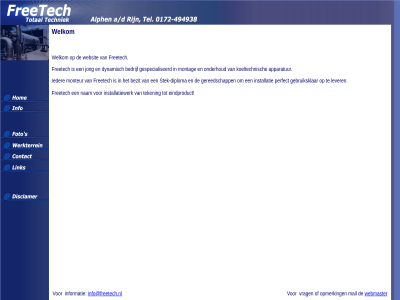 freetech info@freetech.nl informatie mail opmerk vrag webmaster websit welkom