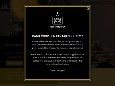 00u 10 12 2025 2026 24 25 26 35 4 aanbod achter all besteld bestell bezorgd box cater dank december e eindhov enthousiasm ernar fantastisch gang gast gebaseerd gemaakt geniet grot hom informatie jar jullie kerst kerstdag kerstdiner kerstdinerbox kerstdinerbox.nl kijk km mog moment n onz opnieuw plezier regio scherm stories succes thuis tuss uitverkocht verrass volop we websit werk wij