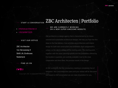 +31 0 2021 5645 618673225 9 a architect are awesom conversation copyright currently eindhov find info@zbcarchitecten.nl jn nederland new offic on our portfolio rensseweg start super us visit we websit working zbc