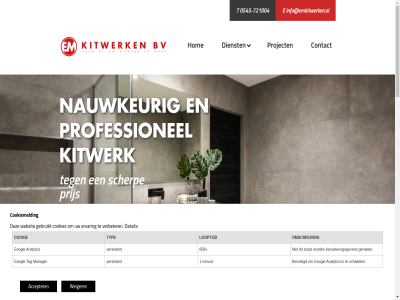 -721004 01 0545 1 2018 36 600s accepter advies adviesgesprek afsprak algemen all analytic bedankt bekijk bel beleefd benodigd bezoekersgegeven bouw conform contact contactgegeven cookie cookiebeleid cookiemeld cookies daarna dank denk detail dienst e eerst epoxy erg ervar even gebruikt gehad gemet gerealiseerd googl helemal hom iederen info info@emkitwerken.nl infra jullie kitwerk klant klar kom looptijd mak manager mediakanjer mee meerder milieu minut mooi nauwkeur netjes offert omschrijv onz opties persistent prijs privacy problem professionel project recht russchemorsweg schakel scherp script statement t tag tijd typ uitgevoerd verbeter verstur voorbehoud voorwaard vrag vrijblijv websit weiger wel wen whatsapp zegg zin