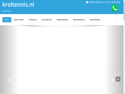 -36565882 06 23.00 25 8.00 baancontract ban bekijk bericht bespanservic betreft contract dag dienst een elk email enthousiasm feestdag hom hur info@kroltennis.nl kinder krol kroltennis kroltennis.nl kunt laatst loopt mogelijk onz over pagina rerserver reserver s tennis tennisban tennisles training uur vastgesteld volg volwass vooraf wek www.kroltennis.nl zon zwerfkaart