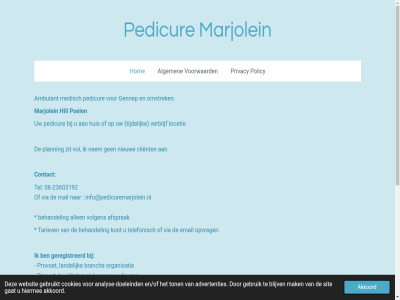 -23603192 06 2023 2026 aangebod aangegan advertenties afsprak agbcod akkoord algemen allen ambulant analys analyse-doeleind art basisverzekerd behandel betal blijv boxmer branch by client contact contract cookies cosmetisch dennemann diabetesvoetzorg direct doeleind email en/of ga gat gebruik gebruikt gehel gennep geregistreerd harold herman hiermee hill hom hoofdinhoud huis info@pedicuremarjolein.nl jouwweb kamer koophandel kost kunt kwaliteit landelijk locatie mail mak marjolein medisch nem nieuw omstrek opvrag organisatie pedicur pedicures planning podotherapie poel policy powered privacy procert provoet register sit standaard tariev tel telefonisch tijdelijk ton verblijf verzocht via voetzorg vol volgen volgend voorwaard voorzorgverlener websit word zit