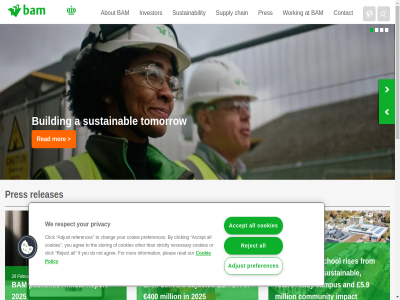 +31 0 13 17 19 20 2024 2025 2026 24 26 30 400 5 5.9 659 8 88 89 9 a about accept action additional adjust adjusted agree all analyst and annual appstor ashes at audio bam bernstein building button by calendar campus chain chang cheuvreux click clicking community contact content cookie cookies deliver do dutch ebitda facebok featured february follow for from full full-year futur future-ready general go googl groep group half half-year high homepag if impact information instagram investor july kepler konink linkedin list london main march may meeting million miscellaneous mor necessary netherland not onlin or other our paris peebles play pleas policy postbus preferences pres privacy publishes read ready references reject releases report respect result rises roadshow royal rss runnenburg schol sitemap skip statement storing strictly supply sustainability sustainabl t than the thursday to tomorrow tuesday us video w we webcast with working www.bam.com x year you your