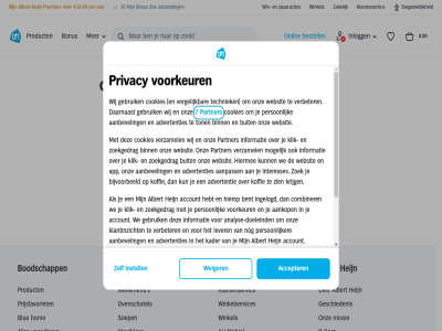 0.00 10 14.99 2x 7 aanbevel aanbied aankop aanpass accepter account advertentie advertenties ah albert allen allerhand analys analyse-doeleind app assortiment b bent bestell bezorg bijvoorbeeld binn bio blue bonus boodschapp box buit combiner cookiebeleid cookies corp daarnaast deal doeleind extra ga gebruik gef gegeven geplaatst geschiedenis hebt heijn hiermee hierop hom hoofdinhoud informatie ingelogd inlogg instell interesses intrek jar kader keuz kies klantenservic klantinzicht klik klikt koffie korting krijg kun les lever menu missie mobiel mogelijk nog noodzak oep onlin onz ovenschotel pagina partner pas per person persoonlijker premium prijsfavoriet privacy privacybeleid product s services snel soep spaaracties spar stoofvles techniek terra terug toegank toestemm ton verbeter vergelijk verwerk verzamel via voorkeur wanner we websit weekmenu weiger wij wijzig win winkel winkelservices zakelijk zien zoek zoekgedrag