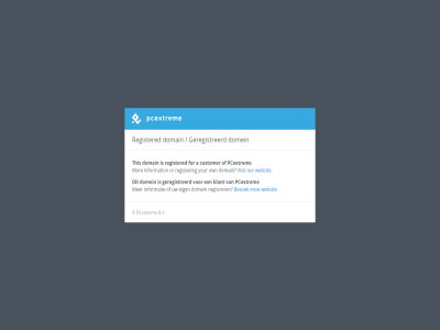 a b.v bezoek customer domain domein eig for geregistreerd informatie information klant mor onz or our own pcextrem register registered registrer this visit websit your