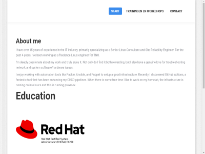 15 4 7 a about action administrator also and ansibl as automation ben both but certified ci/cd consultant contact deeply dennisp.nl discovered do education enginer enhanc enjoy ex407 experienc fantastic find for free freelanc genuin github god has hat hav homelab i industry infrastructur intel issues it lik linux lov m my network not nuc on only packer passionat past pipelines primarily proxmox puppet recently red reliability reward rhcsa running senior setup sit software/hardware som specialist specializ start system that the ther this tim tno to tol training troubleshot truly ve when with work working workshop year