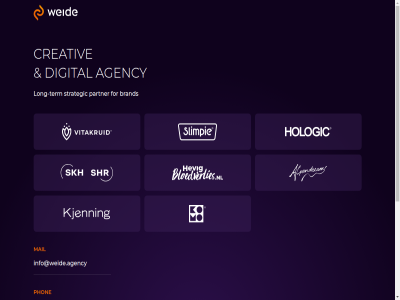 +31 0 30 34 4 521 7971 81 addres agency brand creativ digital for havelt info@weide.agency long long-term mail meenteweg netherland partner phon rz strategic term the weid