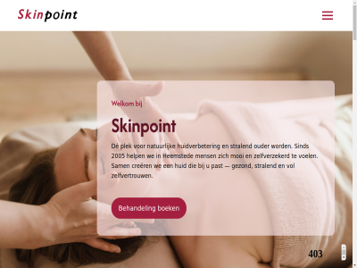 023 06 185 1979 2 20 2005 2017 2023 2026 2102 30min 45 50 52 547 78 8025 8386 85 absolut achtergrond aesthetic afgerond afgestemd agenda all anbos anit april arts begin behal behandel bekijk beoogd bepaald bereik bescherm bestaand beter bindweefselmassag binn boek booster breng budget cb central certificer collagen collin contact cosmetic crer dagelijk de denk dermatologisch deur ding doel doorbloed dref dusdan duurzam effectiev egaliteit elk elkar empathisch enz erg essentieel favoriet gat gegroeid gekwalificeerd gelcolor gelov geschoold gestart gewerkt gezond gezonder glan glow goed goyenstrat grag grenz haalbar hannah heemsted hel help herenhuis herstell hieruit hog hom hoogst hoogt houd huid huidafwijk huidcoaches huideig huidgevoel huidspecialist huidtextur huidverbeter huidverwant ieder iederen inban inclusief indien info@skinpoint.nl informatie ingredient inmiddel inzak jaarlijk jan jar jarenlang jasj juist kanal karakter kennis klant kleur krachtig kry kunst kunt la laboratorium land laser later lid lief lijntjes locatie lycogel mak manicur marc media medisch mee mens merk microneedl moeder mogelijk mooi murad natur nem nieuw nutrition onderkom onthar ontwikkel ontwikkeld onz opend opi opleid opnem ouder past pel pionierschap plek populair prachtig praktijk praktijkervar product producttrain reinig reserved resultat revitalash revolutionair right rimpellos roodheid sam samenstell samenwerk schoonheidsproduct schoonheidsspecialist sckin sind skinpoint snel social soort special specialism specifiek stappenplan stat stimuler stralend strev strikt swedish team tel tessa teweg the thuis tijden tuss uitgebalanceerd uitgebreid uniek v.a vaandel vak valmont vanaf vanuit vast verbeter verbeterd verder vergrot verhuisd verouder verschill verslapp verspreid verstat vertell vind vlekjes voel vol vooral voornaamst voortvloei vrag waarmee we websit wel welkom werk werking werkstoff werkt whatsapp wij zelfvertrouw zelfverzekerd zer zet zichtbar zit zuurstoftoevoer zwanenbu
