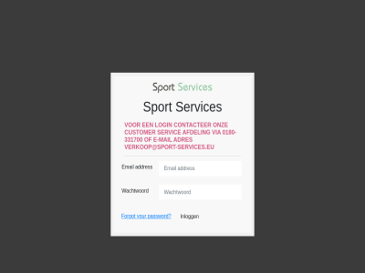 -331700 0180 addres adres afdel contacter customer e e-mail email forgot inlogg login mail onz password servic services sport verkoop@sport-services.eu via wachtwoord your