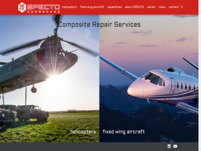 about aerospac aircraft capabilities carer composit contact fixed helicopter hom new repair services specto wing