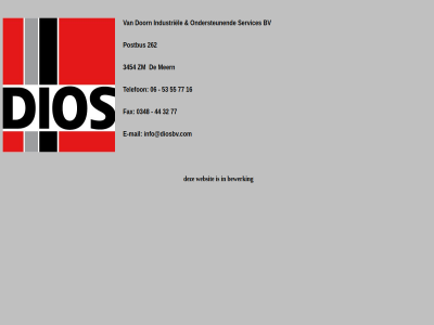 0348 06 1 16 262 32 3454 44 53 55 77 bewerk e e-mail fax info@diosbv.com mail meern nieuw pagina postbus telefon websit zm