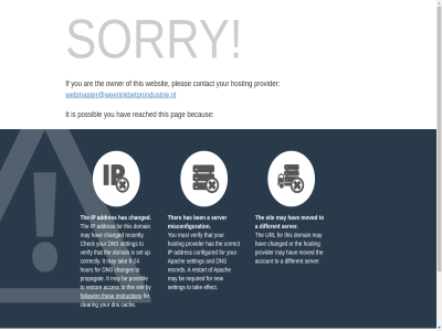2026 a account addres and apach are be becaus ben cach changed clearing configured contact copyright correct cpanel default different dns domain effect follow for has hav hosting if instruction ip it l.l.c may misconfiguration moved must new or owner pag pleas possibl provider reached record required restart server setting sit sorry tak that the ther thes this to url verify web webmaster@weerinkbetonindustrie.nl websit you your