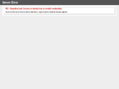 401 acces credential denied directory do due error hav invalid not or pag permission server supplied that the this to unauthorized using view you