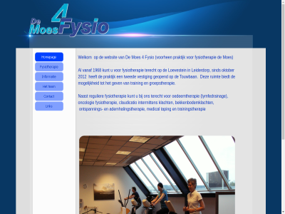 1968 2012 4 ademhalingstherapie bekkenbodem bekkenbodemklacht biedt claudicatio demoes4fysio fysio fysiotherapie geopend gev groepstherapie intermitten klacht kunt leiderdorp loevestein lymfedrainag medical moes mogelijk naast oedeemtherapie oedem oktober oncologie ontspann praktijk regulier ruimt sind taping terecht touwban training trainingstherapie twed vanaf vestig voorhen websit welkom