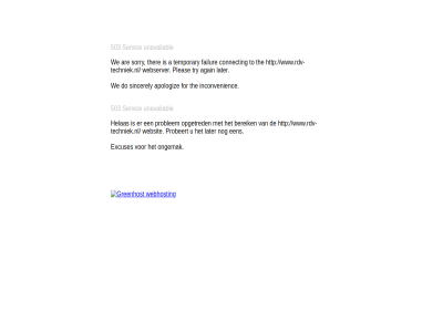 503 a again apologiz are bereik connect do excuses failur for helas inconvenienc later ongemak opgetred pleas probeert problem servic sincerely sorry temporary the ther to try unavailabl we webserver websit www.rdv-techniek.nl