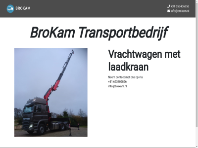 +31 2024 653406856 brokam contact info@brokam.nl laadkran nem sk transportbedrijf via vrachtwag