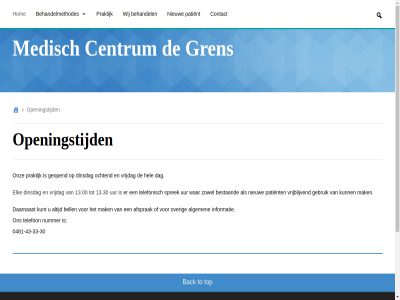-30 -33 -43 0481 13.00 13.30 afsprak algemen back behandel behandelmethodes bell bestaand centrum contact daarnaast dag dinsdag elk facebok gebruik geopend gren hel hom informatie kunt mail mak medisch nieuw nummer ochtend onz openingstijd over patient praktijk privacy privacyverklar sprek telefon telefonisch to top uur verklar vrijblijv vrijdag war wij zowel