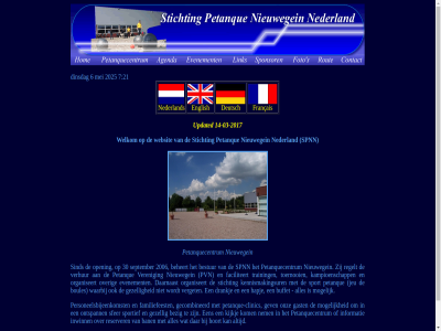 -03 -2017 14 2025 21 6 7 deutsch dinsdag english français mei nederland nieuwegein petanque petanquecentrum spnn stichting updated websit welkom