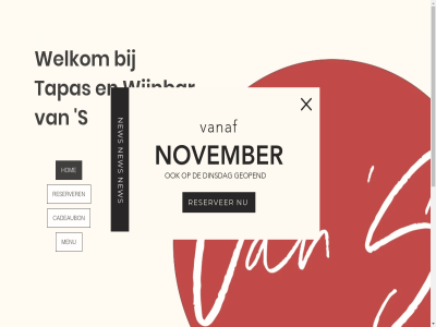 2021 cadeaubon den dinsdag geopend hom ijssel menu new nieuwerkerk november reserver reserveringen@van-s.nl restaurant s tapas vanaf welkom wijn