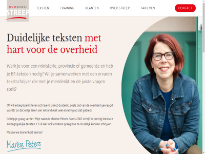 06 13 20 2002 41 46 96 adviseur ander b1 b1-specialist b1-teksten begrijp begrijpt bell bereik betrouw bevel bijna binnenkort binnenuit bottelier charlot christa collega communicatieadviseur constructief contact daarnaast denkt direct drie duidelijk effect ervar flexibel fotografie gebied gemeent geonovum gerust gespecialiseerd gesprek gevraagd goed grag hart help hr hr-adviseur identity iederen inspirer jar juist ken kennis kiez klant lat leesbar leest ler liever mail mak marese@tekstbureaustreep.nl marès mee meedenkt ministerie nam nodig onz organisaties over own peter praktisch prettig professionel provincie redactie reden romp rps s samenwerk schrijf schrijfstijl schrijftrainer schrijfvaard schrijv sind snel specialist speelt sprek stelt strep superpartner tariev tekst tekstbureau tekstschrijver tetratech thuis ton training verder verdonk vrag we webdesign werk werkt wet wij wilt yvonn zoal