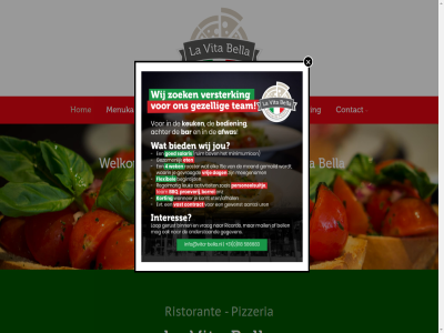 afhaallijst bella contact hom kaart la menu menukaart pizzeria reserver restaurant ristorant vakantiewon vita welkom