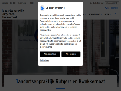 -3229835 024 10 100 aangeslot accepter behandel betal bevorder contrast cookieverklar engel gemaakt hom hoofdmenu instell knmt konink kwakkernat maatschappij menu mogelijk nederland nijmeg praktijk privacy rutger selecter submenu tal tandartsenpraktijk tandheelkund tariev tekst tekstgrot tel vergrot verklein weiger