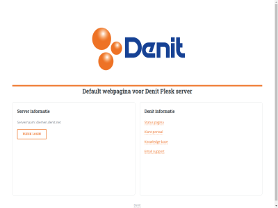 bas default denit diemen.denit.net email informatie klant knowledg login pagina plesk portal server servernam status support webpagina