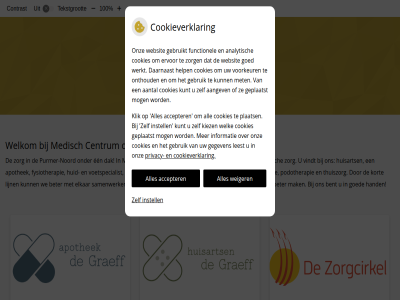 10 100 accepter centrum contrast cookieverklar e graeff instell medisch privacy purmer tekst tekstgrot vergrot verklein weiger welkom