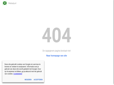 404 accepter akkoord analyser bestat cookiebeleid cookies ga gebruik gebruikt gedeeld googl homepag informatie klik lever melody.nl opgegev pagina services sit verker weiger