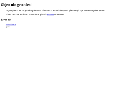 404 apach contacter error gevond object webmaster www.skibaan.nl