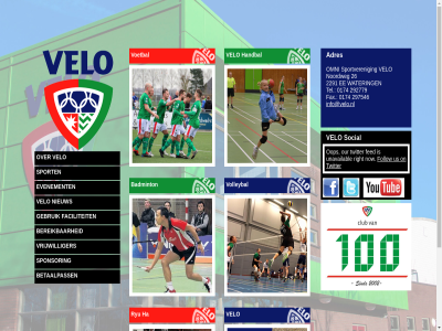 0174 2291 26 292779 297546 adres badminton bereik betaalpass ee evenement faciliteit fax fed follow gebruik ha handbal info@velo.nl nieuw noordweg now omni on oop our right ryu social sponsor sport sportveren tel twitter unavailabl us velo voetbal volleybal vrijwilliger water welkom