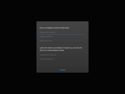an below can configuration connect connection creat databas detail enter exist if instead its lychee nam no own required the will you your